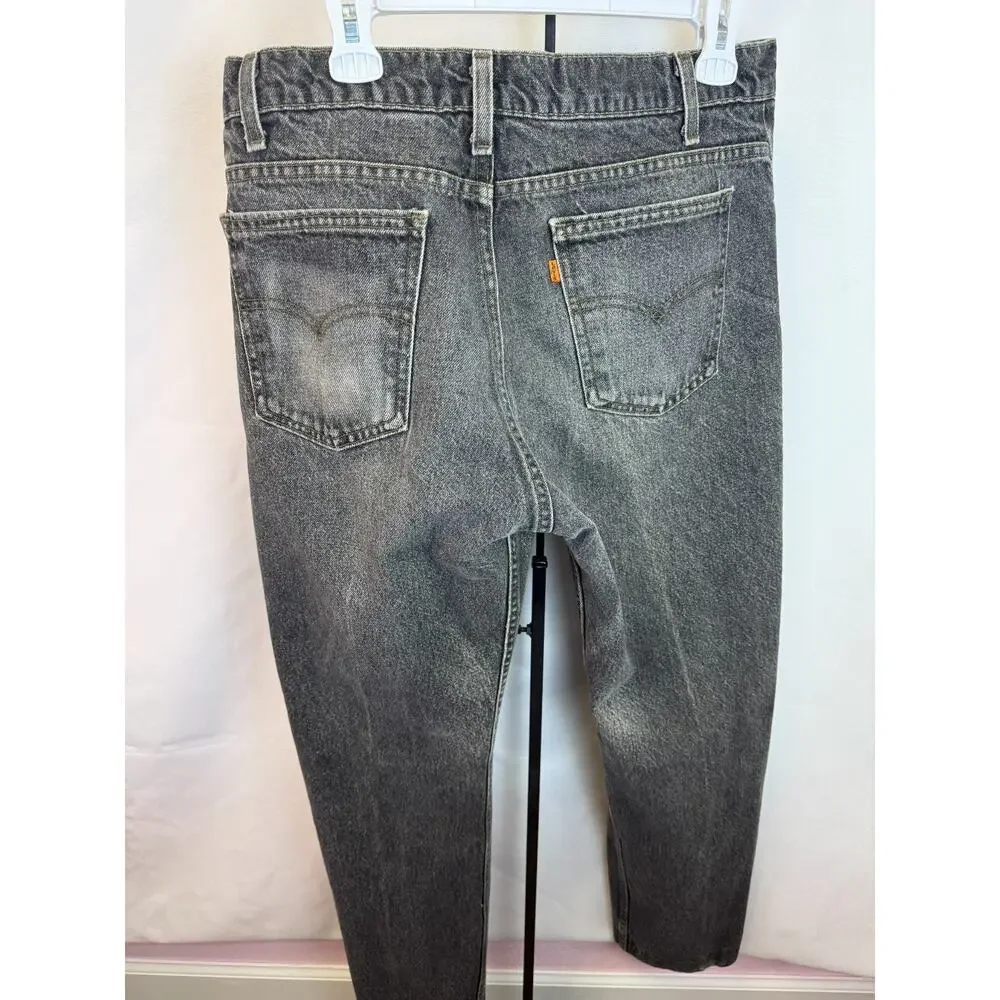 Levi’s 505 Vintage Orange Tab USA Straight Leg Denim Jeans Faded Black W34 L30